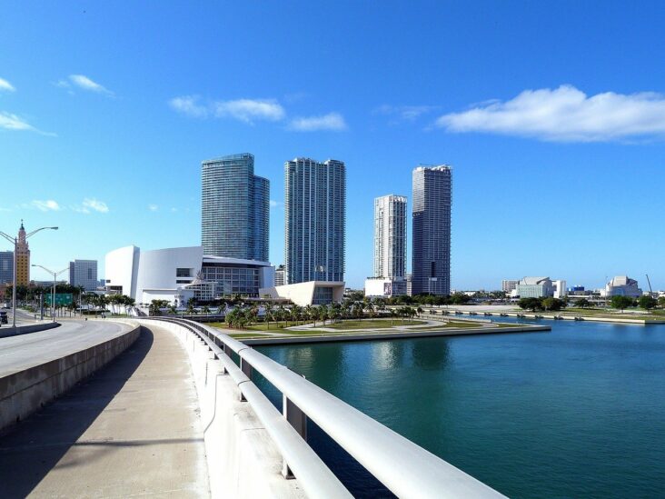 Clear weather in Miami, Florida.